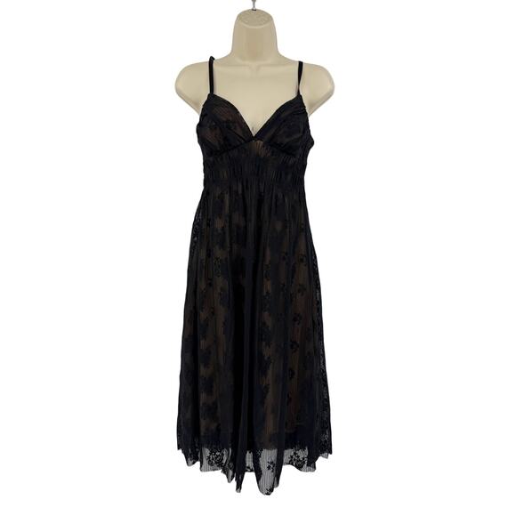 Vintage 90s Nessary Objects Womens Midi Dress Size M Babydoll Lace Fairy Goth - Picture 2 of 11